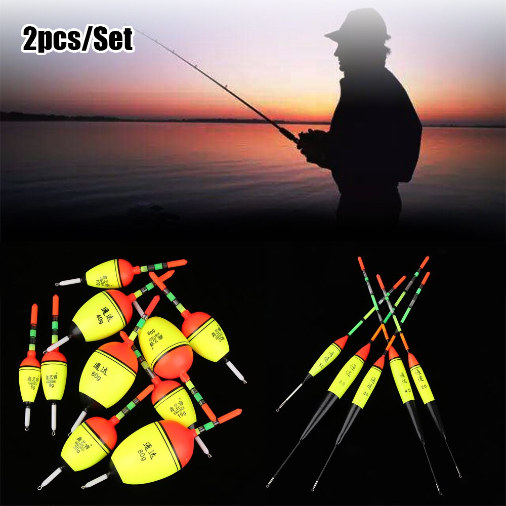 2Pcs Plastic Night Glowing Fishing Floats 5g EVA Float Fishing Bobber Luminous Floats Fishing Tools