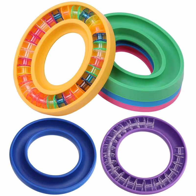 MIUSIE Bobbin Holder Sewing Tools Plastic Bobbin Storage Box Rubber Ring Sewing Needles Saver Handicraft Portable Sewing Tools