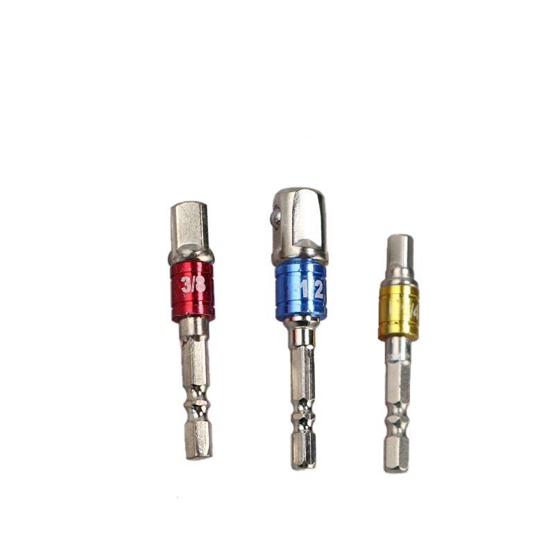 3pcs Drill Socket Adapter for Impact Driver with Hex Shank to Square Socket Drill Bits Bar Extension Set