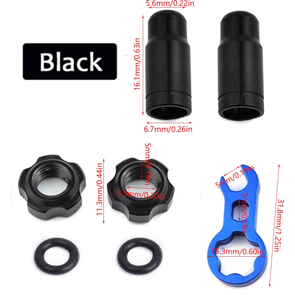 Écrou de Valve de vélo de route avec rondelle, 2 bouchons de Valve, vtt, Presta, écrou fixe de Valve de pneu, accessoires de Protection de cyclisme: Black