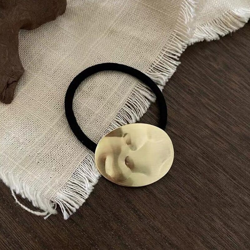 Coleteros de aleación de Color dorado para niña y mujer, cintas elásticas para el pelo, accesorios para el cabello de estilo Punk geométrico: 5
