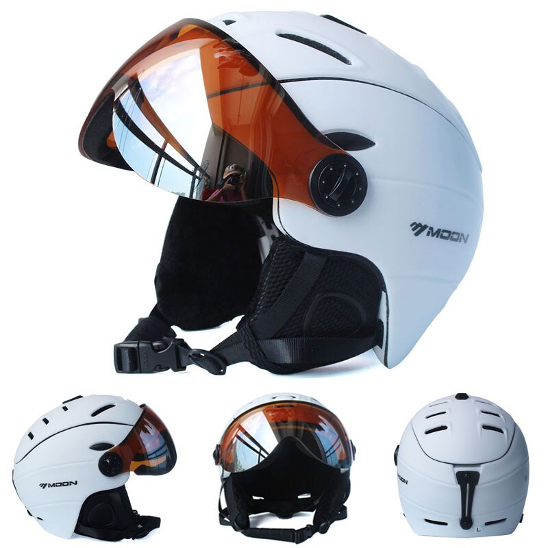 MOON Half-covered Ski Helmet Integrally-molded Sports man women snow Skiing Snowboard Helmets with Goggles cover