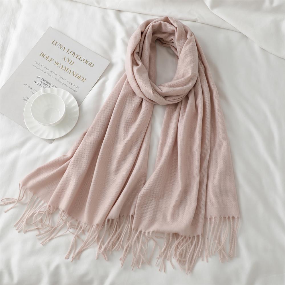 Bruin Koffie Kasjmier mannen Sjaal Zachte Beige Grijs Effen Kleur vrouwen Winter Sjaals Wit Zwart Vrouwelijke Tippet Kwastje sjaal Rood: pink