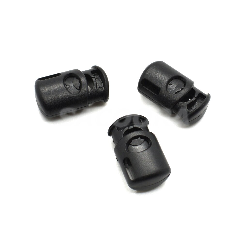 50 stks/pak Cord Lock Stopper Plastic Vat Lente Toggle Zwart 25mm * 14mm * 10mm Voor Tassen/kledingstukken