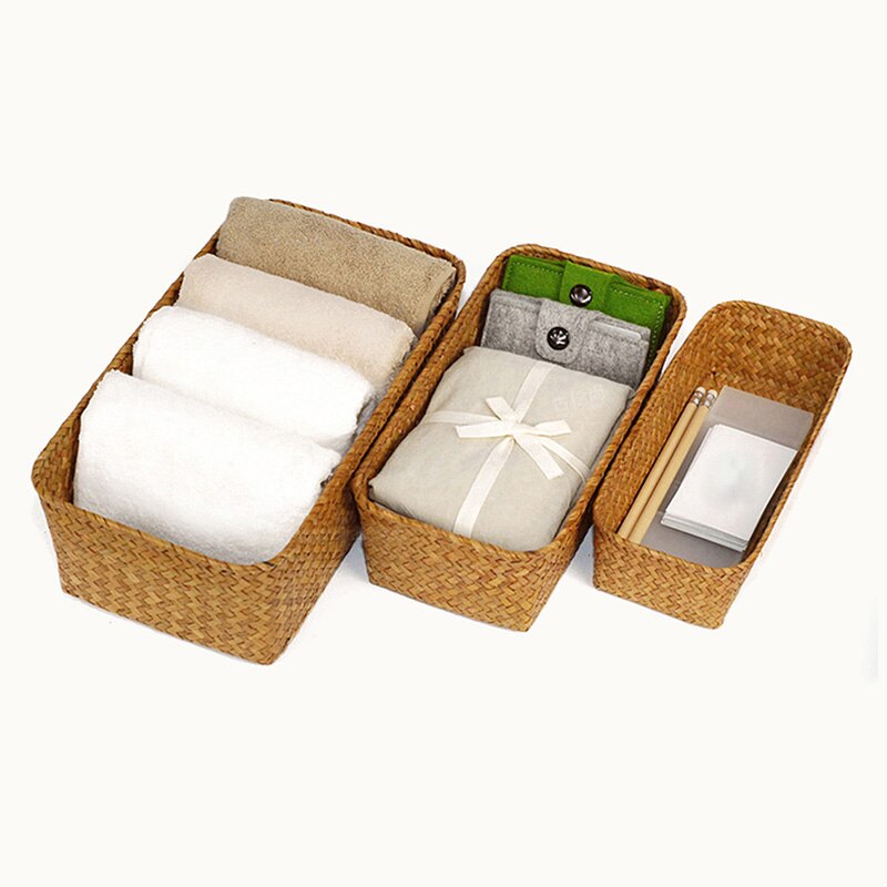 Handgemaakte Stro Gedroogde Bloem Fruit Pot Opslag Mand Rotan Doos Snoep Oortelefoon Organizer Diversen Organizer Home Decor