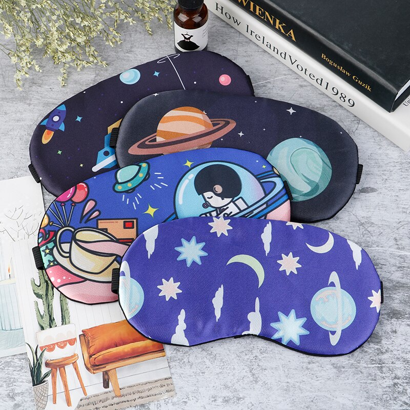 1pc Cartoon Sleeping Mask Eyepatch Eye Cover Cotton Print For Travel Relax Sleeping Aid Eye Patch Shading Eye Mask