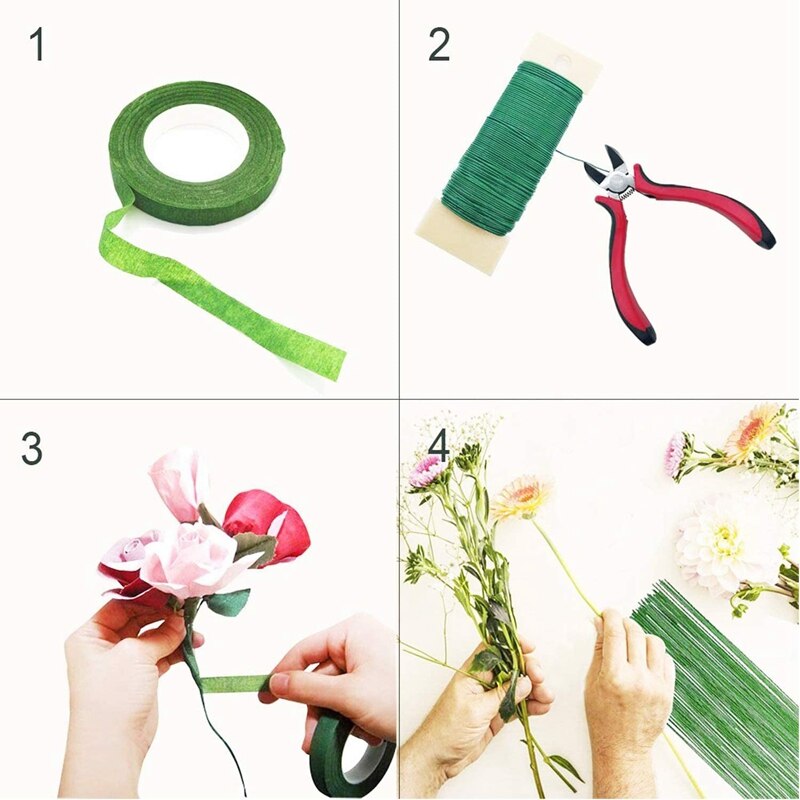 Kit de herramientas de arreglo Floral cortador de envoltura de alambre y alfileres de cabeza para ramo de boda DIY