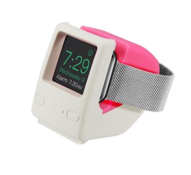 Voor Apple Horloge 2345 Generatie Siliconen Retro Opladen Stand Iwatch Smart Horloge S6 Universal Classic Computer Opladen Base: rose Red