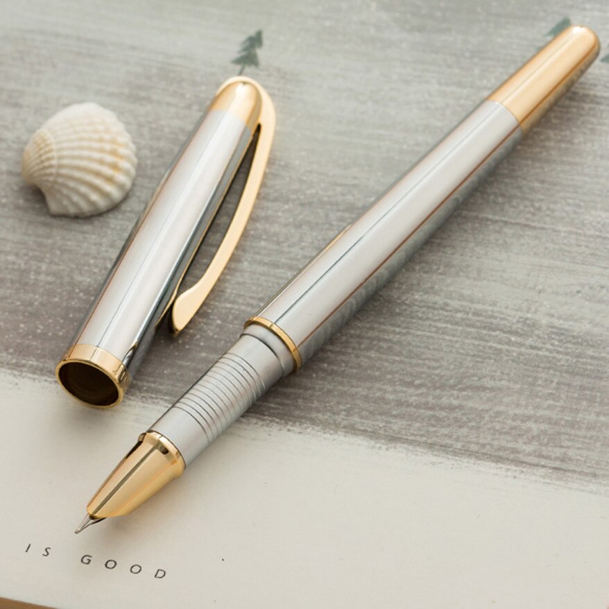 Jinhao 606 Tintenroller – Goldfarben, Moderne Form, Bequemer Griff, Inkl. Schwarzer Mine