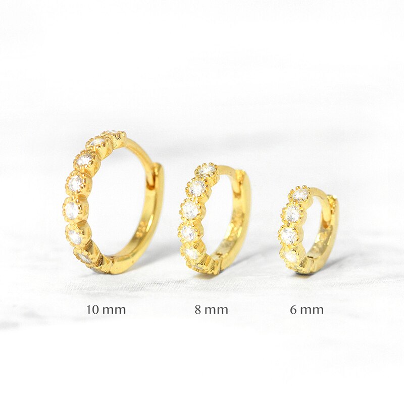 2020 rotondi del Cerchio Degli Orecchini 925 Sterling Argento Huggies Pendientes Turchese CZ Piercing Orecchino ad anello Per Le Donne Della Ragazza Belle Jewellry: G2 / 10mm