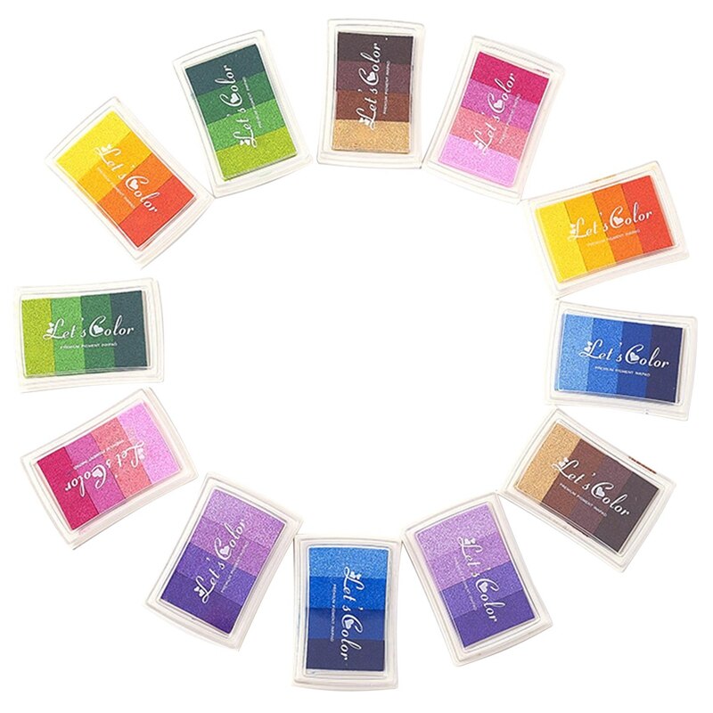 12 Four-Color Gradient Stamp Pads Stamp Partner Concave Gradient Ink Pad A Good Partner For Stamps DIY Tools