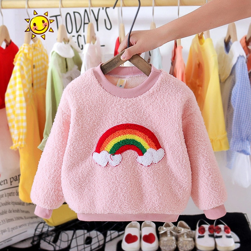 Suéter de otoño para niñas pequeñas de 0 a 3T, patrón de arco iris, estampado de princesa, Top de manga larga, disfraz informal de algodón para niños pequeños