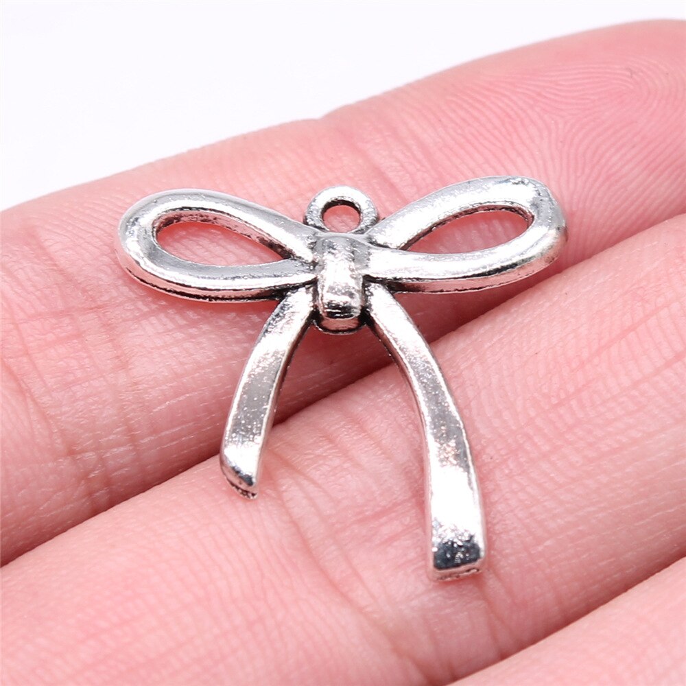 20Pcs Charms Tiny Boog Antiek Zilver Kleur Strik Charms Sieraden Bevindingen Diy Strik Charms: B10140-25x24mm