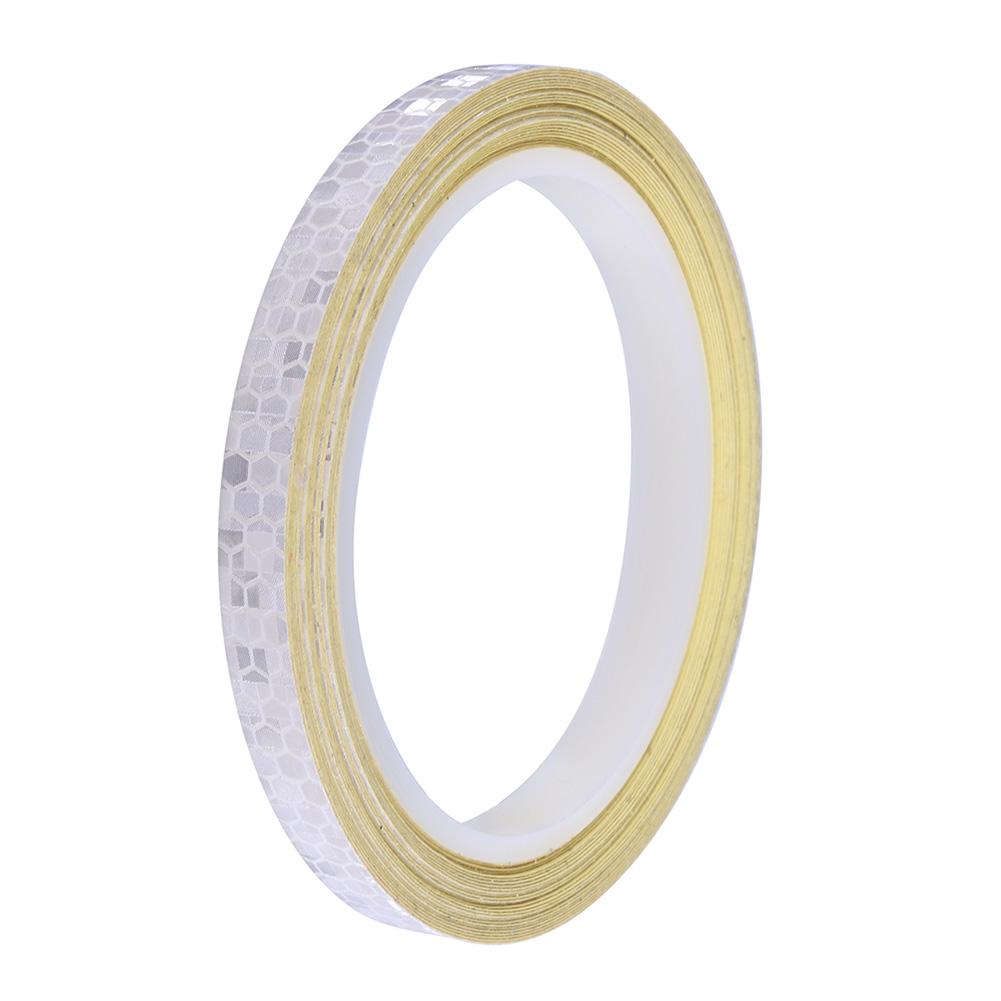 1Cm X 8M Fiets Stickers Reflecterende Tape Fluorescent Mtb Fiets Strips Fietsen Mtb Tape Voor Helm Motorfiets scooter: White