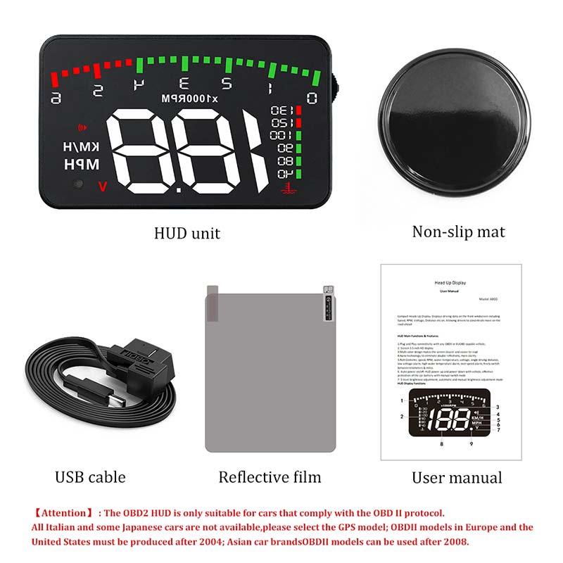 Car head up display gps auto styling Universal OBD smart HUD auto digital meter Overspeed Warning Automobile car head up display