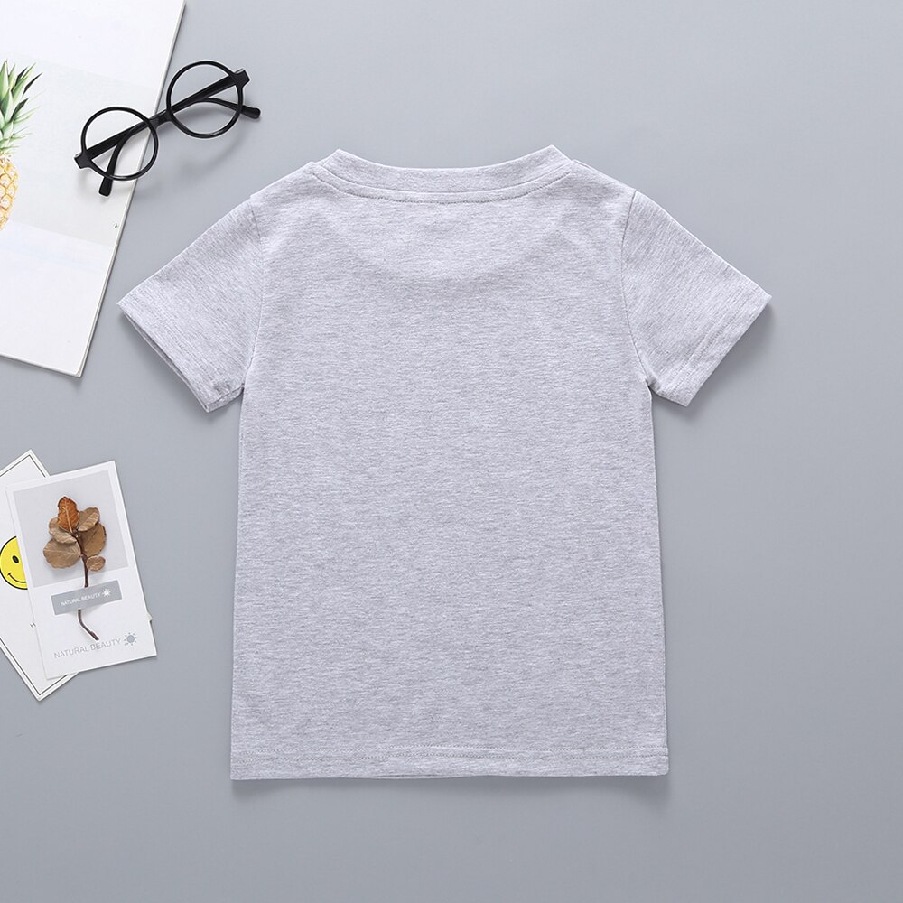 Kids Baby Jongens Causale T-shirts Cartoon Print Korte Mouw Grijs Top T Shirts Kinderen Kleding