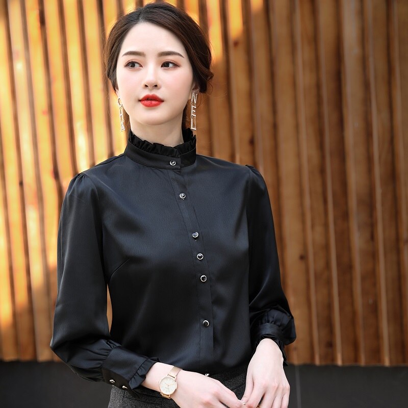 Women shirt Slim autumn Long sleeve OL Formal Business Blouses & Shirts Woman6210