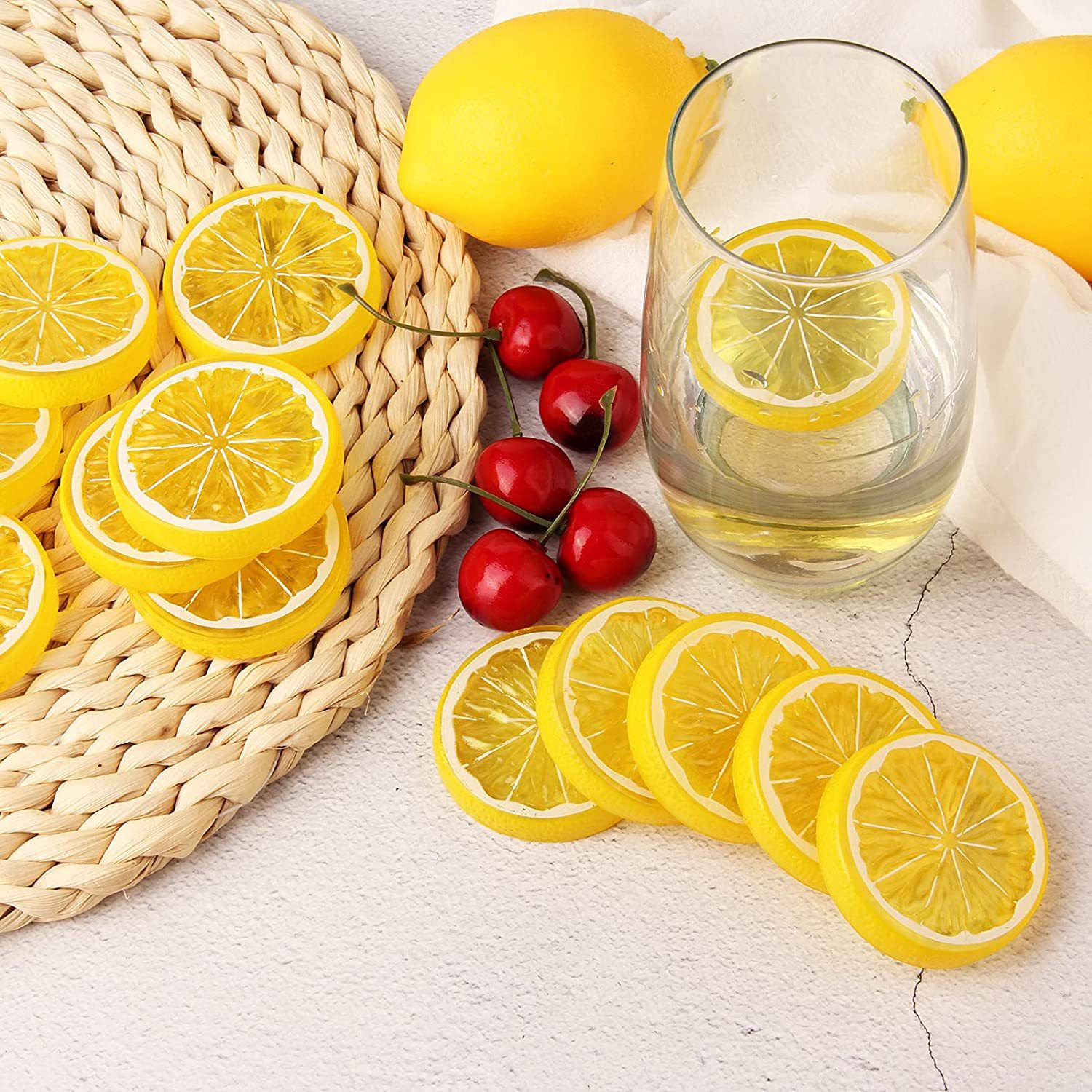 6 pezzi fondali fotografia di limone finto puntelli fette di lime artificiali sfondi fotografici imitazione frutta decorazioni per la tavola da cucina