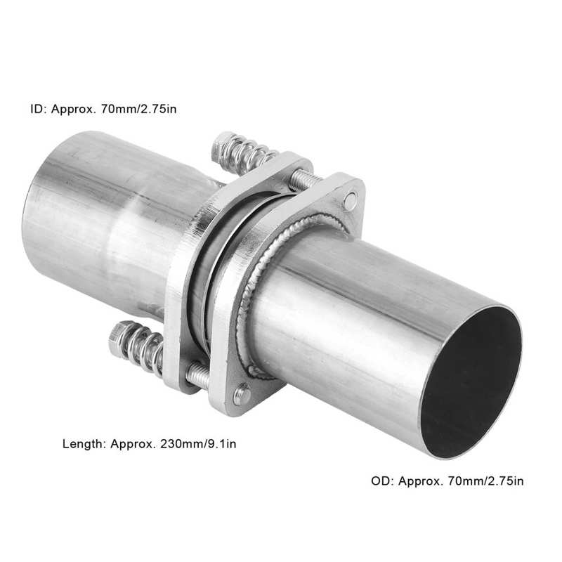 exhaust manifold stainless pipe Exhaust Flange Repair Pipe Kit W/ Spring Quick Fix Universal 2.75in ID To 2.75in OD