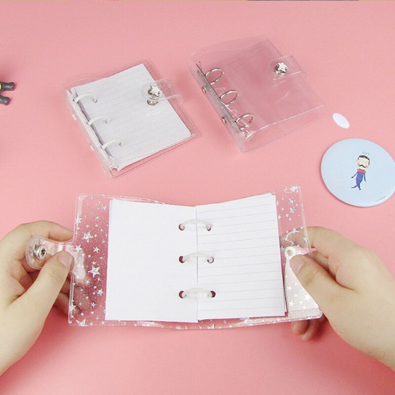 Transparent PVC 3 Hole Loose Leaf Binder Notebook Notepad Cover