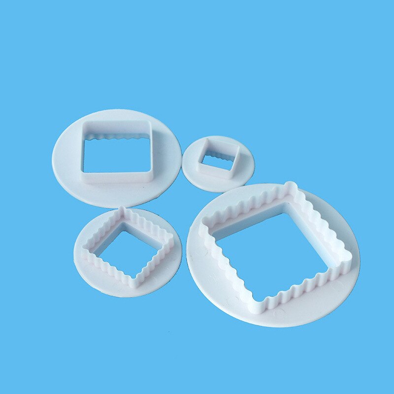 4 Pcs/Set Food Grade Plastic Square Shape Cookie Mold Cutter Cake Printing Fondant Cutter Mould Cake Decorating Tools: Default Title