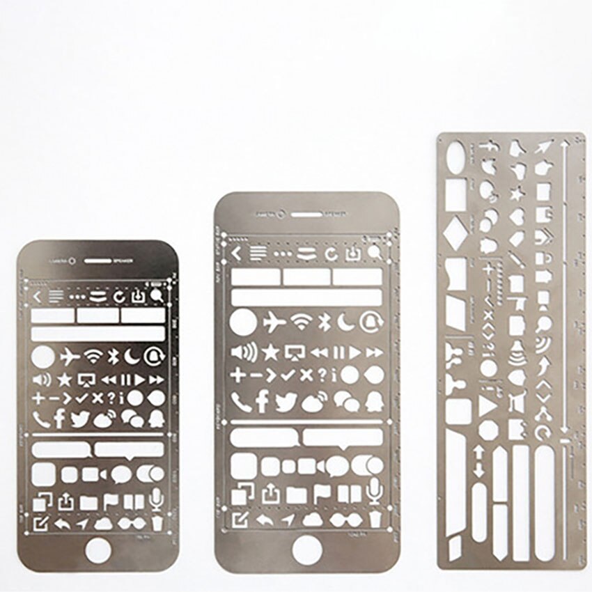 Multifunctional Stainless Steel Ruler DIY Geometric Drawing Template Rulers Multi-pattern Heart Star Hollow Ruler Diary Tools