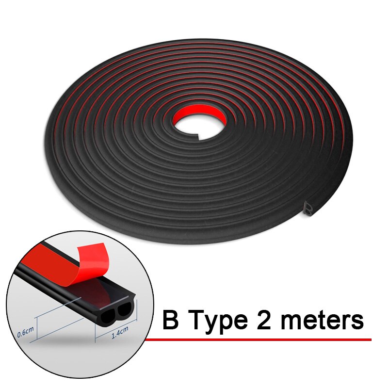 2 meter B Z P D Type Auto Rubberen Afdichting Geluidsisolatie Tochtstrip Edge Trim Geluidsisolatie Auto Deur Afdichting strip Stickers: B Type
