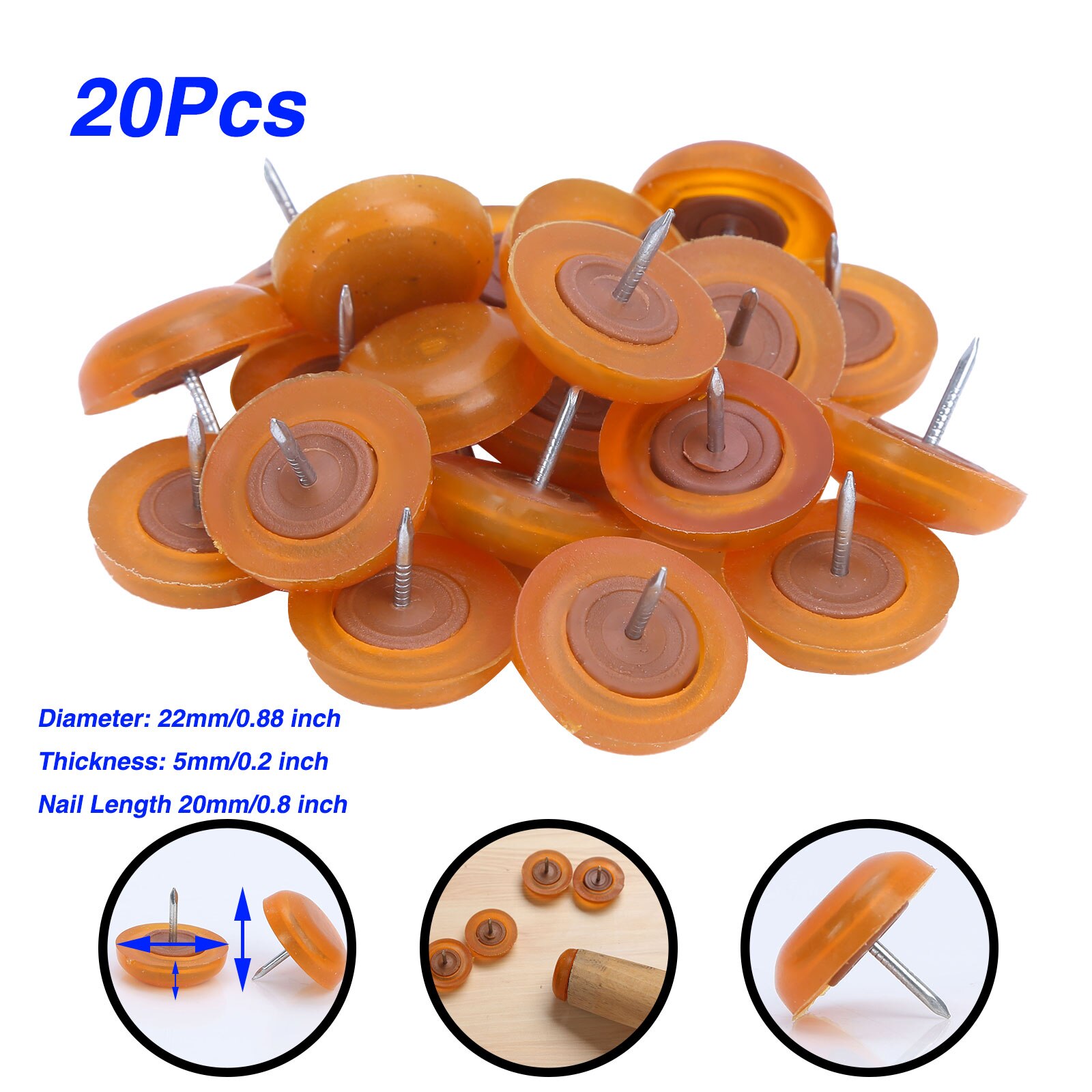 20Pc Rubber Furniture Feet Pad Round Nail-on Slider Glide Pad Floor Protector for Table Chair Sofa Wooden Leg Feet Anti Slip Pad: Red