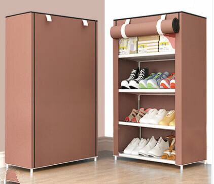 Multi-layer Shoe Rack Dustproof Fabric Assembly Shoe Storage Cabinet Stand Holder Space Save Shoe Organizer Rack pf082711: 5layer-Brown