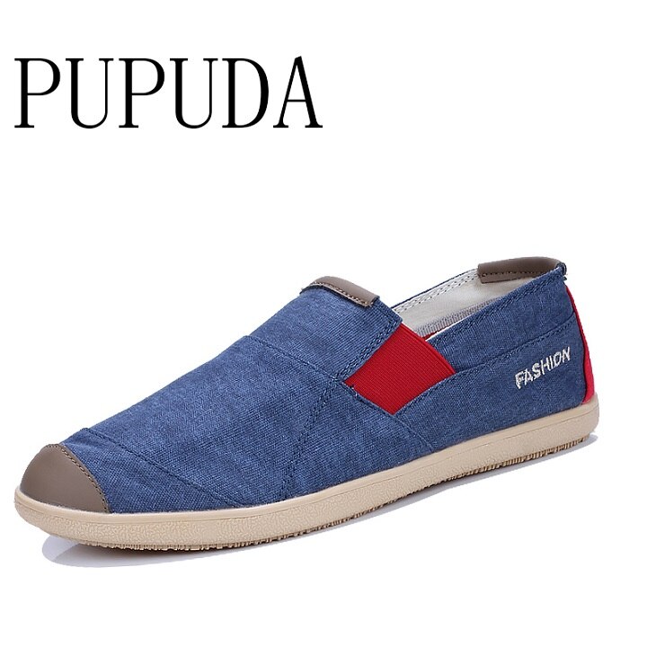 Pupuda ademende casual schoenen voor heren, comfortabele instappers, espadrilles voor heren, lichtgewicht sneakers voor heren, canvas schoenen voor heren: Blauw / 6.5