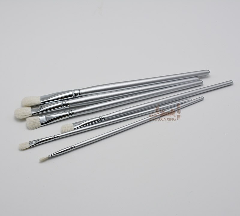 ZHOUXINXING-Juego de 6 unidades de pincel de pintura para artista, barra de madera de fácil agarre, color plata pura, pincel gouache, suministros de dibujo de acuarela