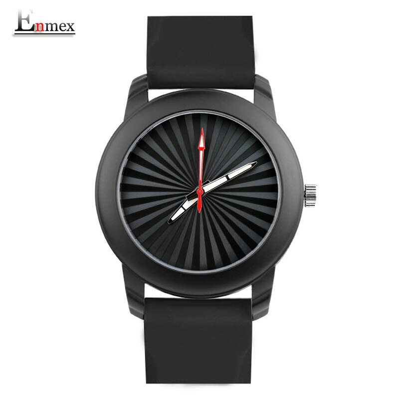 Enmex-stijl polshorloge gloden stereo zonnepatroon siliconen band lichtgevend kort quartzhorloge: E7330