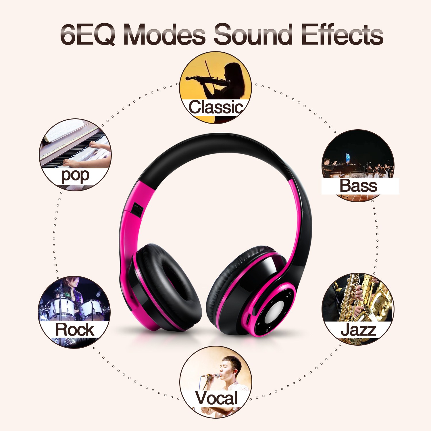 Los mejores auriculares coloridos, auriculares inalámbricos Bluetooth 5,3, reproductor Mp3 incorporado, auriculares deportivos plegables, sonido estéreo para teléfono móvil