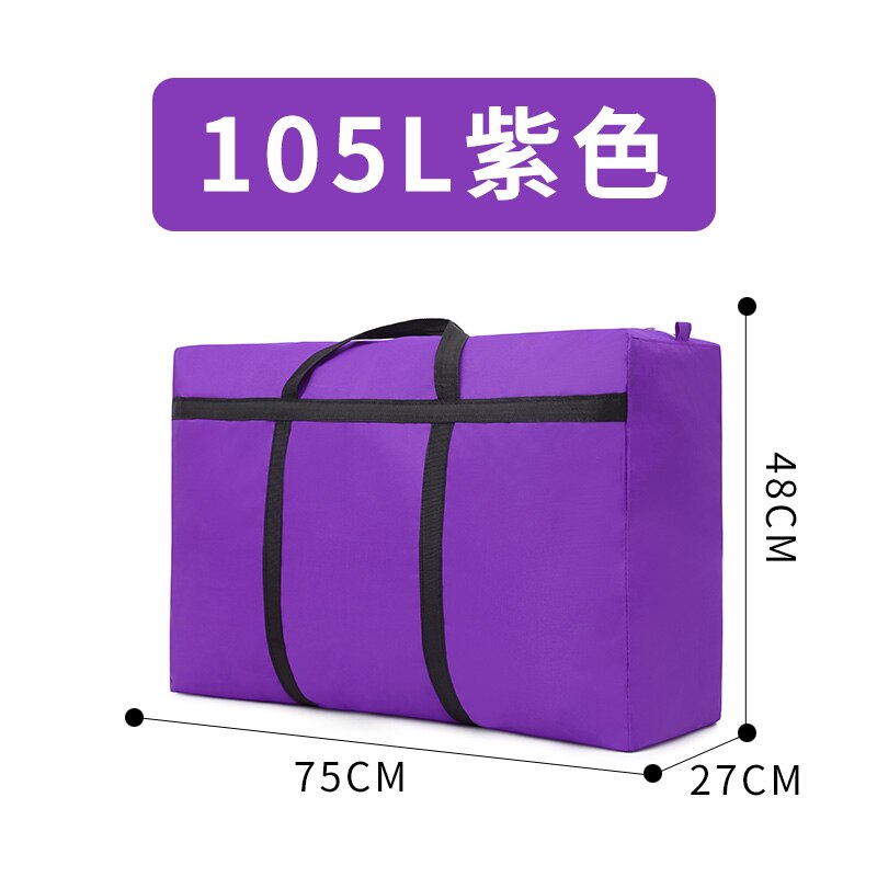 Bolsa de lona Oxford de gran capacidad para embalaje móvil, 180L tejida de bolsa de lona, artefacto de almacenamiento de edredón, portátil, piel de serpiente: purple 105L