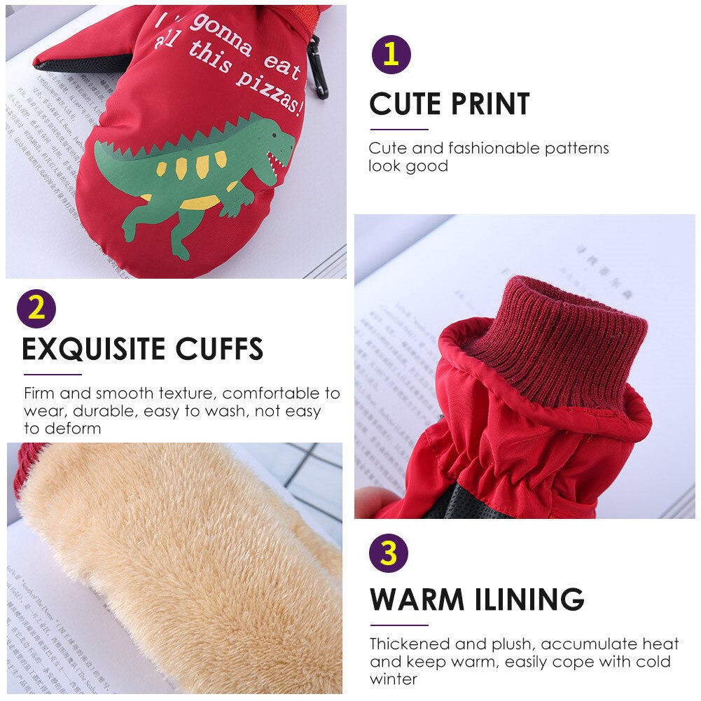 Exquisite Children Mittens High Cotton And Polyester Lining Thick Cotton Warm Windproof Gloves For Winter