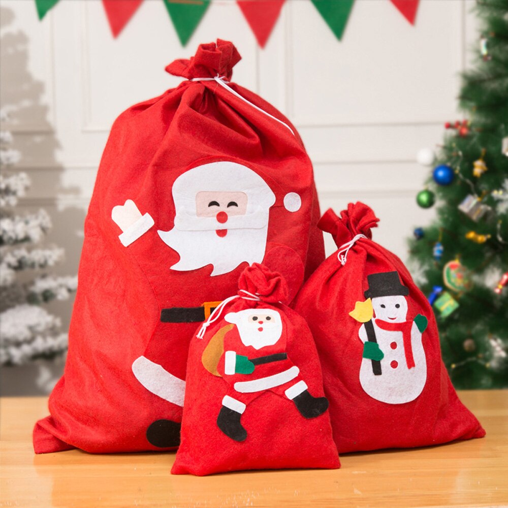1 Pcs S-XL Kerst Snoep Opslag Bag Prachtige Kerstman Oversized Bos Zak Jaar Kerstcadeau Handtas