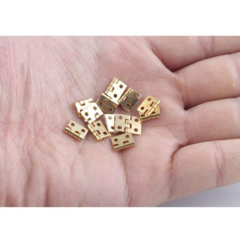 100 PCS Mini Brass Hinges Hardware 180 Degree Rotation for Dollhouse Miniature Furniture Cabinet Closet(DIY)