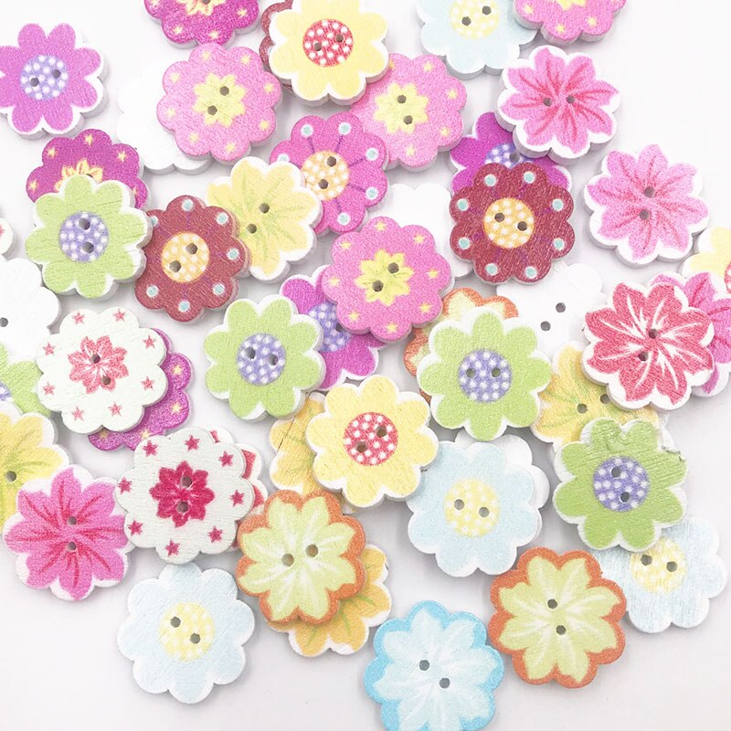 50/100 stk blanding farve blomster træknapper passer til syning scrapbog dekoration 20mm wb482: 100 stk farve 3