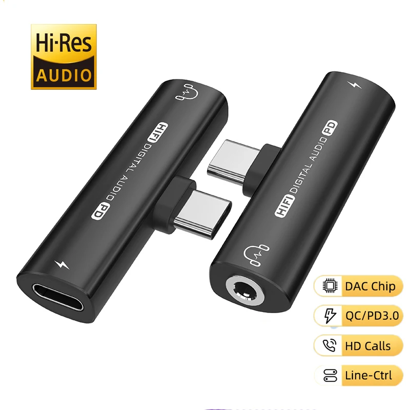 2 w 1 Adapter USB C na 3,5 MM Jack Słuchawki Audio Adapter PD 30W Szybkie ładowanie Typ C 3,5 mm Aux Hi-Res Konwerter do iPada Pro Air Samsung