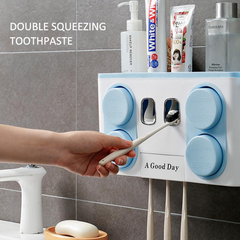 Multifunctionele cup tandenborstelhouder kan hangen muur automatische squeeze tandpasta tandenborstelhouder Badkamer Accessoires