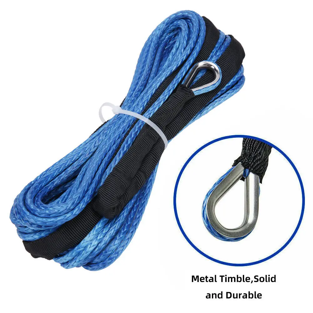 Corde de treuil synthétique pour voiture de récupération tout-terrain, ULde treuil, Rock Guard, RL UTV, chasse-neige, accessoires de remorquage, 4x4, 50 pieds, 1/4 pouces, 15m x 6mm: GRIS