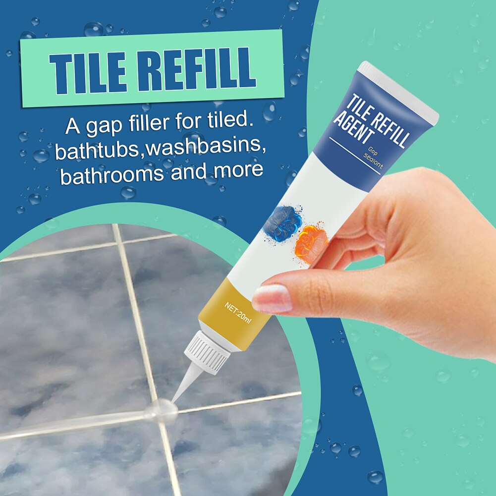 20ML Tile Floor Seam Repair Agent Paste with Scraper Waterproof Mold-Proof Bathroom Tub Ceramic Crack Gap Filling Glue Sealant