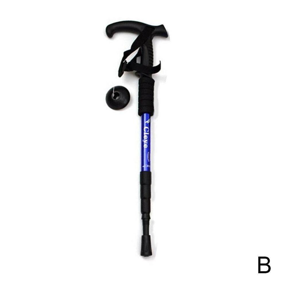 Anti Shock Hike Walking Stick Nordic Walking Cane Aluminum Camp Telescopic Baton Outdoor Hiking Poles Crutches: Blue