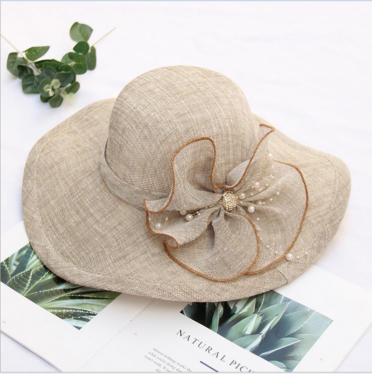 Dames Vrouwen Zomer Mode Boho Grote Floppy Opvouwbare Brede Rand Cap Zon Stro Strand Hoed: Khaki