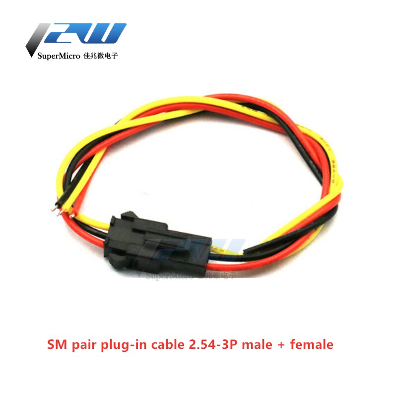 5pairs SM pair plug line 2/3 / 4P connection line pair wiring electronic wire 2.54MM male and female pair plug a set of male bus: 3P 2pair x5 / 20cm