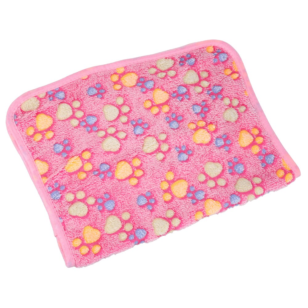 Korallfleece sällskapsdjur sängmatta mjuk varm söt tassfot tryckt katt hund valp filt sovande sängöverdrag mattor små medelstora husdjur kudde: Rosa / 40 x 60cm