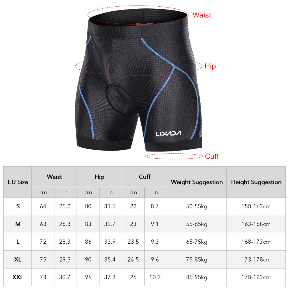 Lixada Breathable Cycling Shorts Cycling Underwear 3D Gel Pad Shockproof Bicycle Underpant MTB Road Bike Underwear Man Shorts