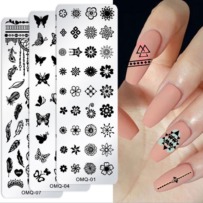 Noël ongles estampage plaques ligne photos ongle Art plaque ongles impression modèle