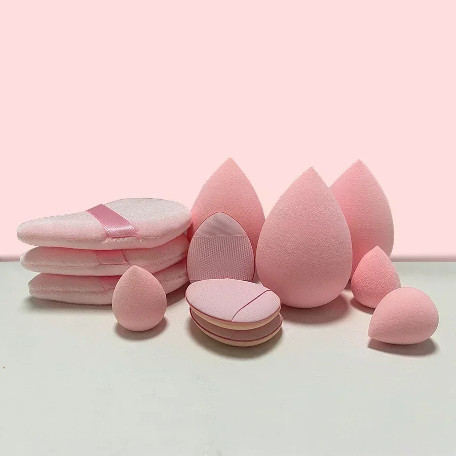 12/14 pçs esponja de maquiagem cosméticos puff fundação esponjas liquidificador beleza ovo pó puffs compõem acessórios ferramentas de maquiagem feminina: Vermelho