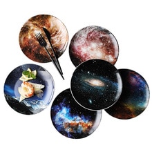 8 Inch Nordic Sterren Ronde Keramische Plaat Porselein Glazuur Diner Plaat Bone China Ontbijt Gebak Dessert Cake Fruit Gerechten Plaat